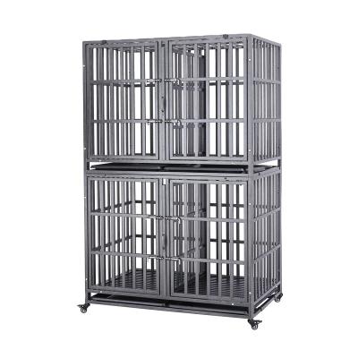 China Breathable Double Door 2 Layers Galvanized Cube Dog Cage For Large Dog for sale