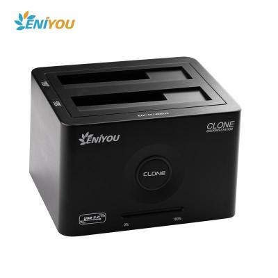 China High quality data transfer and clone OEM ODM manufacturer USB 3.0 to sata hdd clone docking station driver support 8tb dual hdd for sale