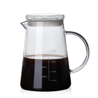 China Sustainable Factory wholesale heat-resistant glass coffee pot hand brewed coffee sharing pot with handle for sale