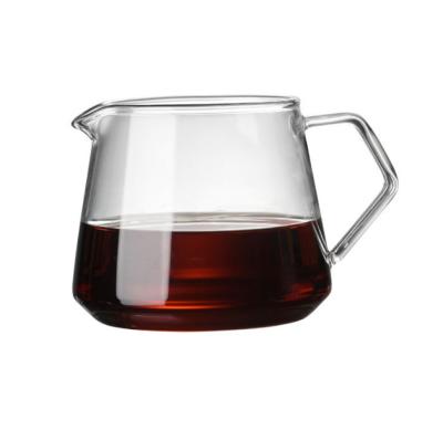 China Sustainable Factory direct sales heat-resistant glass coffee sharing pot hand brewed coffee pot with handle for sale