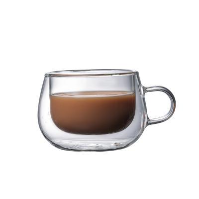 China Country High quality round high borosilicate glass double layer cup  coffee cup for sale