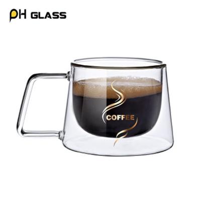 China Contemporary High quality double glass with handle Espresso Mugs Latte Mug Glass Cappuccino Cups for sale