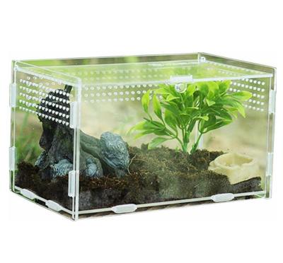 China Breathable Reptile Breeding Box BSCI Factory Pet Breeding Box Transparent Acrylic Feeding Box Mini Greenhouse With Magnetic for sale