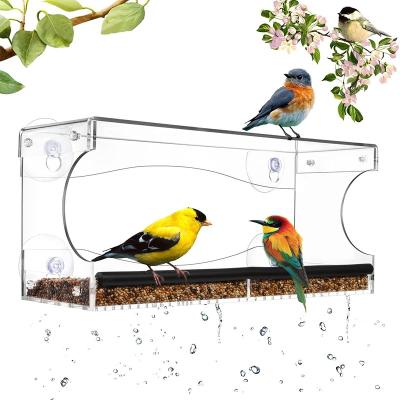 China BSCI Viable Factory Detachable Acrylic Window Bird Feeder Cage Clear Acrylic Wild Bird Feeder Super Strong Suction Cups for sale