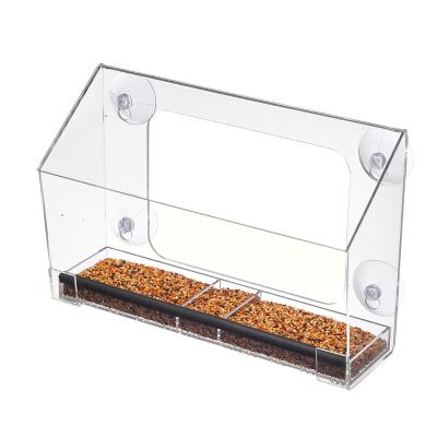 China BSCI Factory MESAILUP Viable Window Bird Feeder With Strong Acrylic Bird Feeder Removable Suction Cups Tray for sale