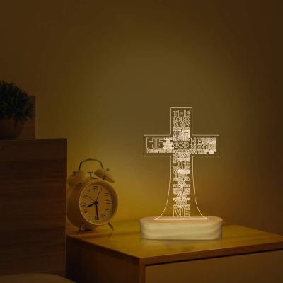 China BSCI Factory Modern Jesus Cross 3D Night Light, Christ Optical Illusion Lights, Lord Desk Lamps Room Home Decor Christmas for sale