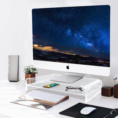 China BSCI Eco-friendly Factory Monitor Stand 2 Tier Computer Monitor Stand Acrylic Riser for iMac, PC, Desktop, Laptop, TV Screen for sale