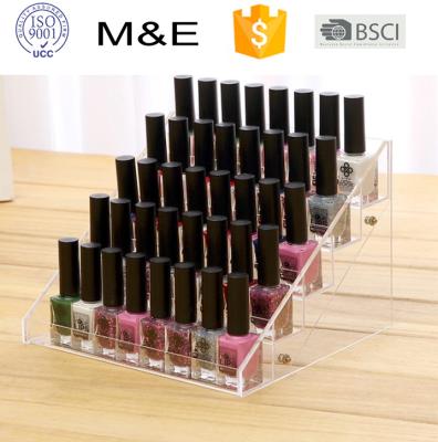 China BSCI Modern Factory Opi Acrylic Nail Polish Stepped Clear Standing Rack For Shop Display for sale