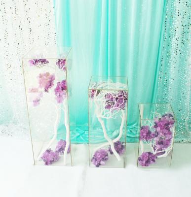 China Party 80cm Size Eco-friendly Transparent Acrylic Box For Wedding Decoration Flower Stand for sale