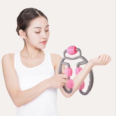 China Handheld Body Yoga Training Relaxation V Shape Exerciser Muscle Massager Roller For Leg Arm Neck Pain Relief Massager Fitness for sale