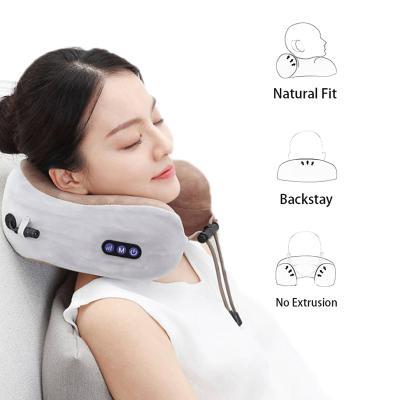 China Neck U-shape vibration massage pillow electric rechargeable memory foam car and massage shiatsu pillow home massage for sale