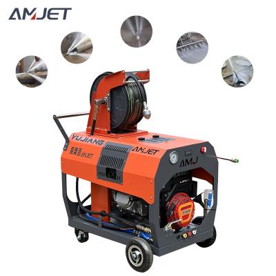 China Critical Cleaning / Residue Free AMJ high-pressure drainage ditch and sewer cleaning machine 200psi 40lpm can be used to clean pipes below 400mm for sale