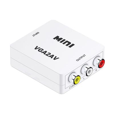 China Wholesales HD Video Converter Mini Size 1080P VGA2AV VGA to RCA Video Adapter AV VGA to RCA Video Audio Converter For PC Vga2av for sale