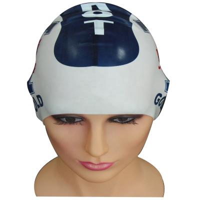 China Retail custom printed elastic waterproof swim cap silicone ADULT swim cap top swim cap for sale