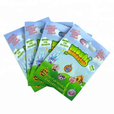 China UK Safety Toy Packaging CMYK Glossy Printing UK Euro Hang Hole Plastic Bag for sale