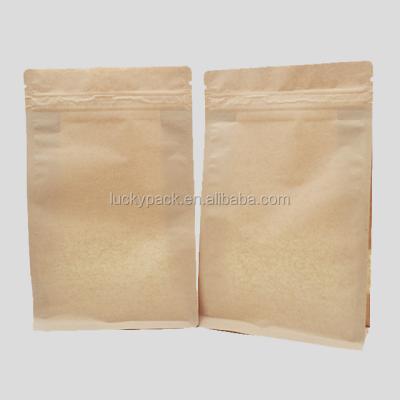 China Moisture Proof 2 Layers Laminated Brown Kraft Paper Square Bottom Window Popcorn Bag for sale