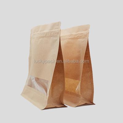 China Moisture Proof Ties Zipper Closures Flat Bottom Paper Top Packaging Bag for sale