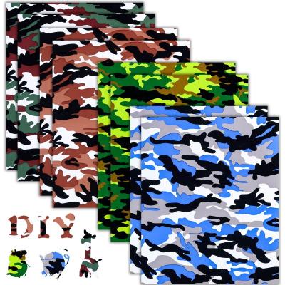 China Clothing camouflage pattern heat transfer film 12 inch PU printing camouflage lettering film for sale