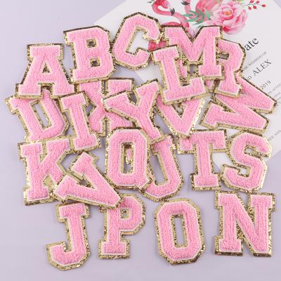 China Iron On Towels Embroidered English Letters Patches Clothing Accessories Badges Fabric Labels Stickers for sale