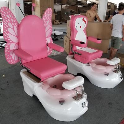 China Modern Luxury Goods Nail Salon Pink Kids Butterfly Spa Pedicure Chairs for sale