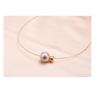 China Other New Design Pearl Shell Pearl White Natural Women's Round Pearl K Gold Dangle Necklace for sale