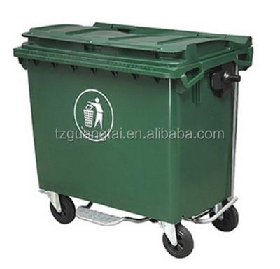 China Plastic Movable Plastic Waste Container 660L 660 Liter Green for sale