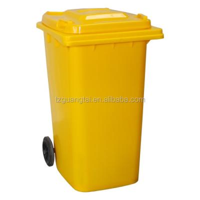 China 240L Sustainable Yellow Rolled Garbage Bin for sale