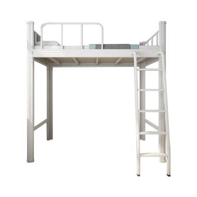 China Modern College Apartment Furniture Metal Loft Bed With Shelf for sale