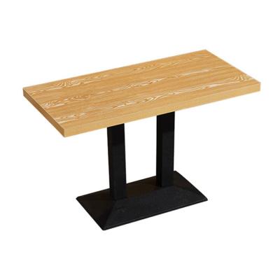 China Modern Restaurant Furniture Wooden Fast Food Dining Table With Metal Base for sale