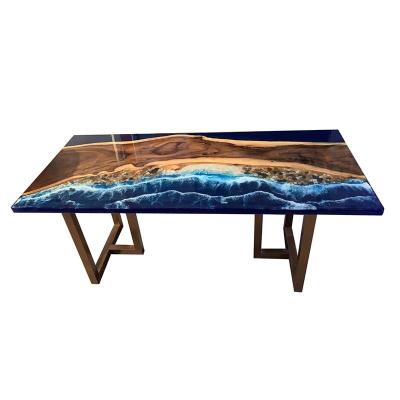 China Modern Cafe Resin Handmade Crafts Table Resin River Epoxy Dining Table for sale