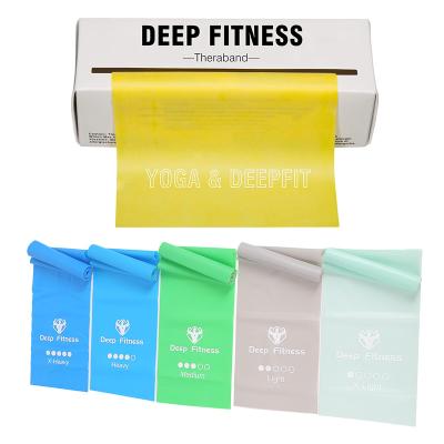 China Portable Exercise TheraBand Resistance Bands Roll, 50 Yard Roll Band Professional Latex Free Elastic Band for sale