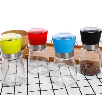 China Newest Hot Creative Viable Stainless Steel Bottle Mill Salt Pepper DIY Bottle Crusher Glass Kitchen Tool Manual Pepper Grinder for sale