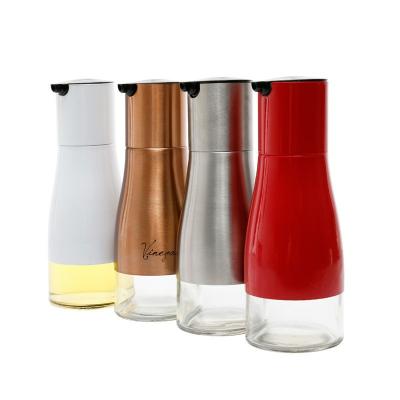 China Food Kitchen Glass Containers Stainless Steel Oil Bottle Kitchen Glass Storage Jar for sale