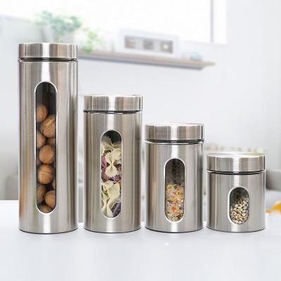 China Top Selling Freshness Keeping Kitchen Canister Set Container Jar Food Storage Spice Glass Container for sale