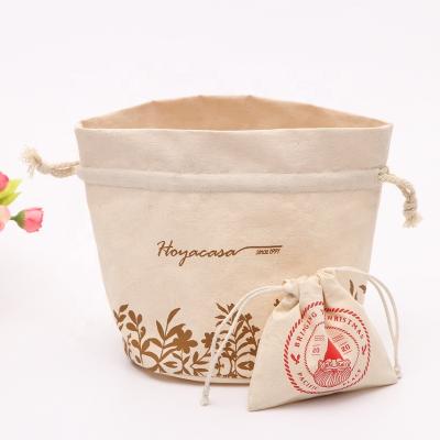 China Factory Direct Sale Recycled Cotton Canvas Drawstring Bag Small Jewelry Pouch Bag With Logo Printing Custom Made for sale