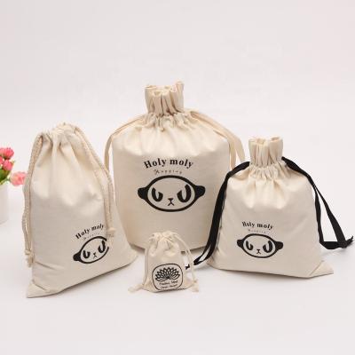 China Recyclable Custom Personalized Original Logo Chiffon Fabric Drawstring Canvas Bag for sale