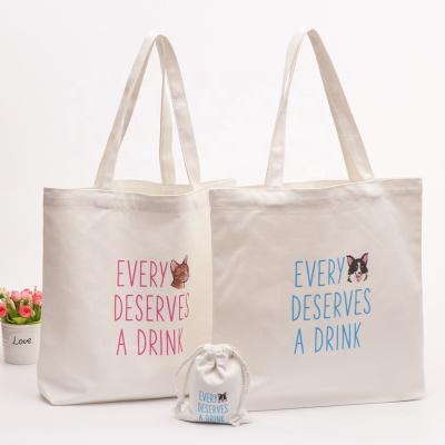 China Tote Bag Promotional Custom Handled Logo Printed Bleached Calico Shopping Canvas Accept Customized Handled Cartoon Logo CN 2012099; ZHE for sale