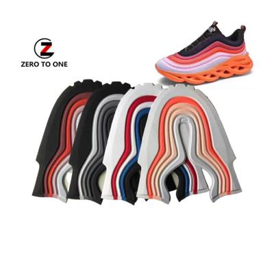 China Fashion Women Men Casual Shoes Rainbow Leather Design Fabric Sneaker Vamp Upper Breathable Nonwoven Piece for sale