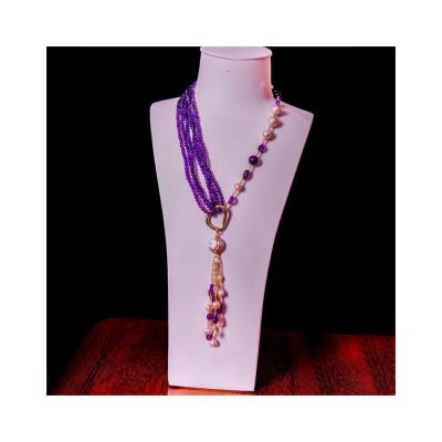 China Africa Wholesale Fashion Amethyst Natural Stone Bead Art Modeling Necklace for sale