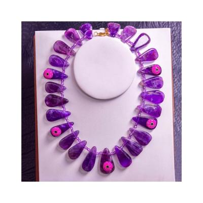 China Wholesale African Crystal Heavy Industry Natural Amethyst Stone Necklace From Africa for sale