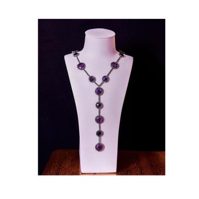 China Africa Crystal Stone Amethyst Necklace Natural Art Modeling Stone Pendant Necklace for sale