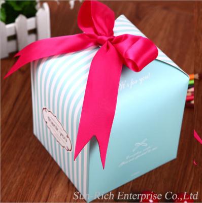 China Wholesale paper box with pink Ribbon Cake box for sale