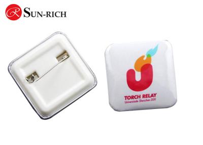 China Promotion 4cm Square Tinplate Badges with plastic base for sale