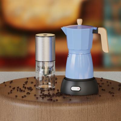 China WITH LID Electric Aluminum Mokapot Coffee Maker New Wooden Part for sale