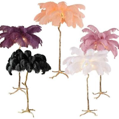 China 2021 Hot Contemporary Amazon Sale Hotel Decoration Designer Modern Ostrich Feather Floor Lamp for sale