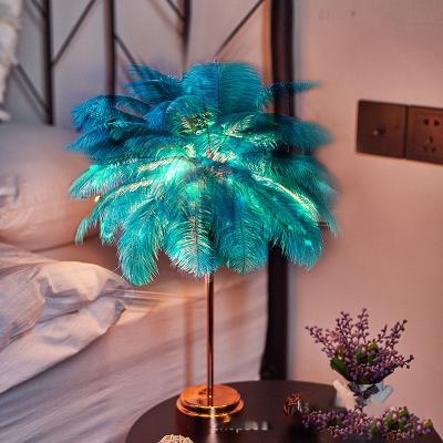 China Factory Direct Sale Wholesale Price Modern Remote Control Table Decor Feather Lamp for sale