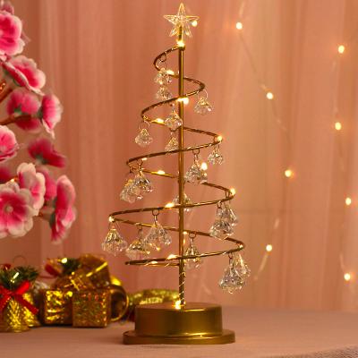 China Modern 2021Christmas Tree Lamp Shape Decorative Crystal Room Bedroom Small Night Lamp Light for sale