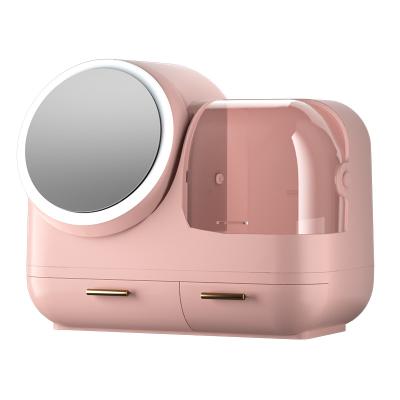 China 2021New Modern Usb Rechargeable Multifunctional Desktop Cosmetics 360 Degree Rotation Led Mirror Makeup Lamp for sale