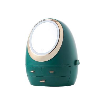 China 2021 Modern High Quality USB Rechargeable Desktop Multifunctional Cosmetics Led Mirror Makeup Lamp for sale