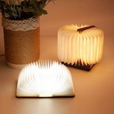 China 2021 New Small Simplicity Modern Creative Wood Book USB Portable Retractable Rechargeable Led Book Lamp for sale